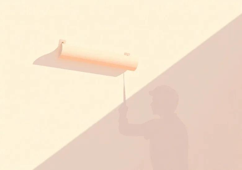 Pose de papier peint, rouleau et brosse à maroufler